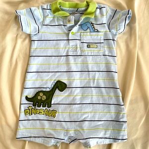 Baby Blue with Green stripes Romper with Dino size 12 Month